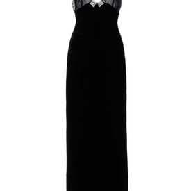 Alessandra Rich Velvet Lace Black Halterneck Gown — image 1