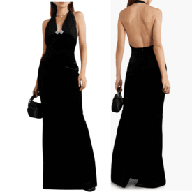 Alessandra Rich Velvet Lace Black Halterneck Gown — image 3