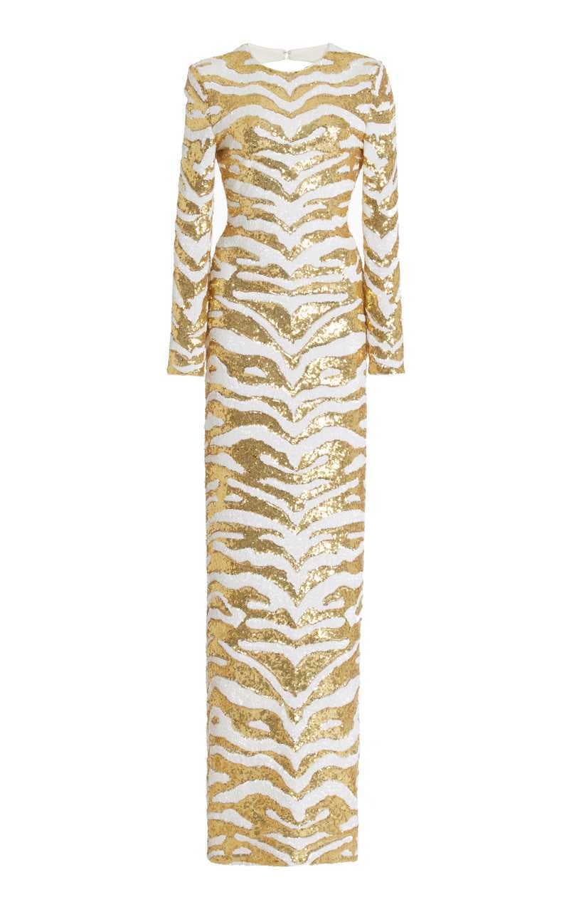 Halpern Open Back Sequin Maxi Dress