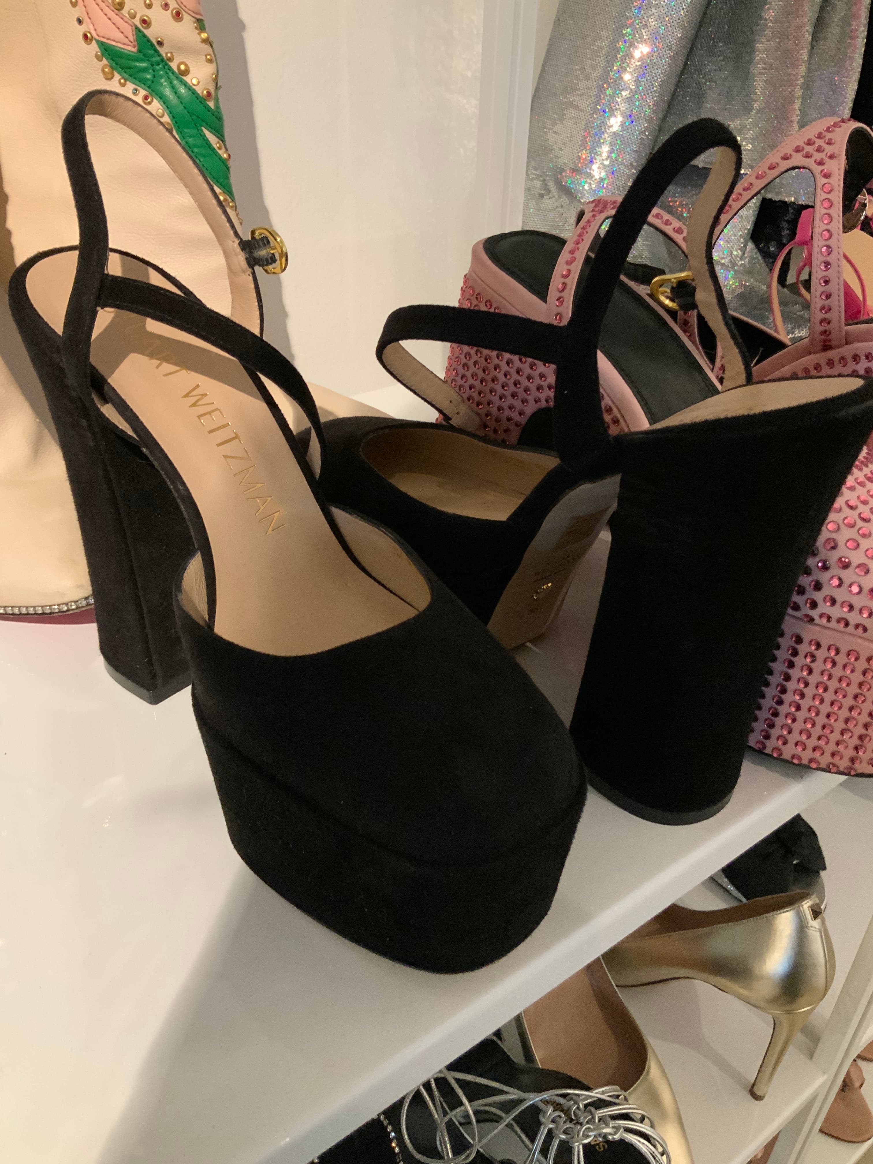 Stuart Weitzman Black Suede Platform Heels