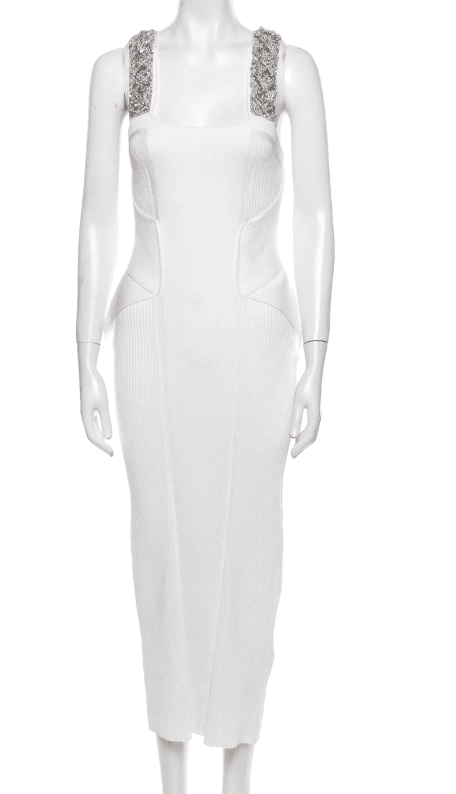 Balmain Embellished Square Neckline Long Dress