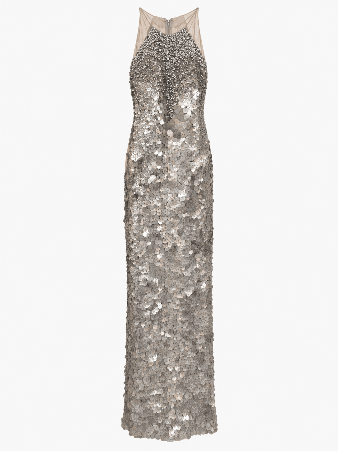 Kaufman Franco Silver Embellished Gown