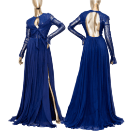 Emilio Pucci Blue Lace & Pleated Gown — image 5