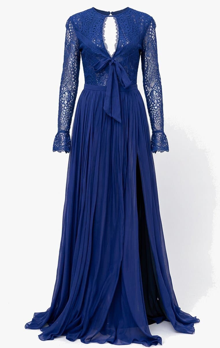 Emilio Pucci Blue Lace & Pleated Gown