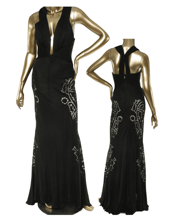 Roberto Cavalli V-neck Gown Black