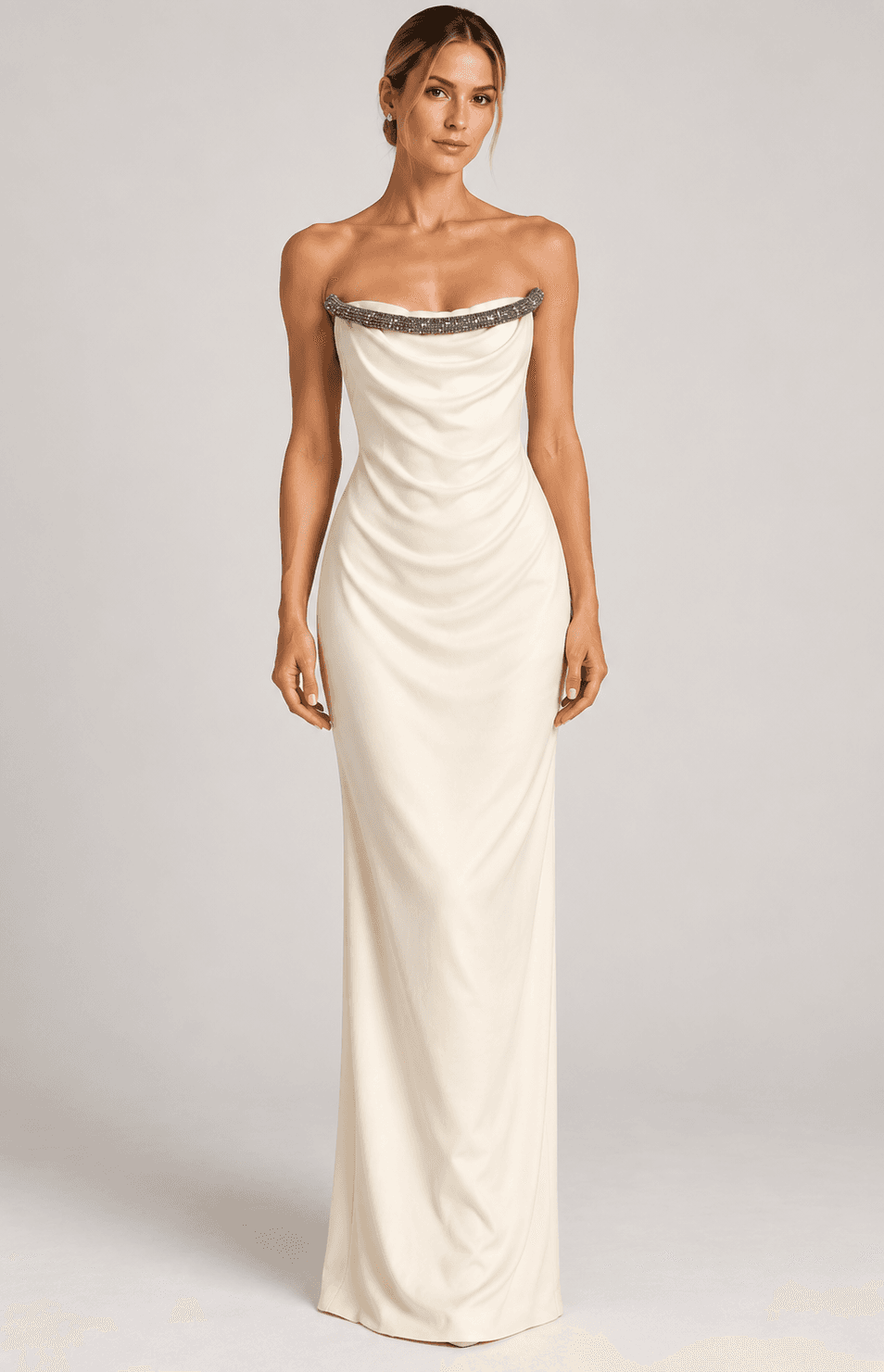 Gucci Strapless Embellished Gown 38