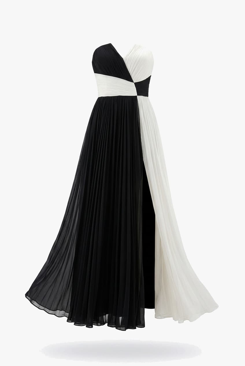 Zuhair Murad Fall 2014 Couture Black And White Strapless Chiffon Gown