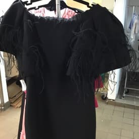 Valentino Black Off The Shoulder With Feathers — image 1