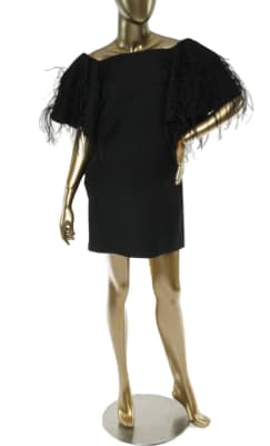 Valentino Black Off The Shoulder With Feathers