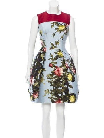 Carolina Herrera Floral Jacquard A-line Dress
