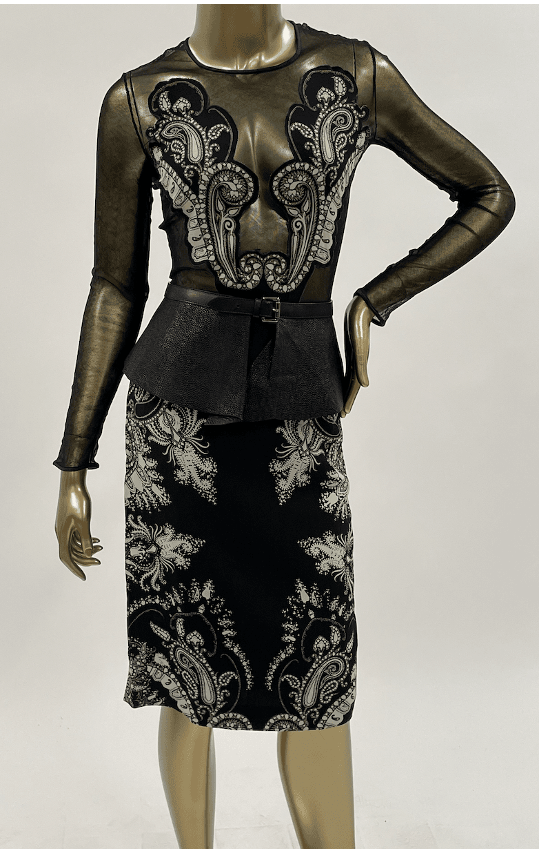 Etro Mesh Midi Dress With Belt