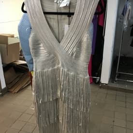 Herve Leger Silver Fringe Dress — image 1