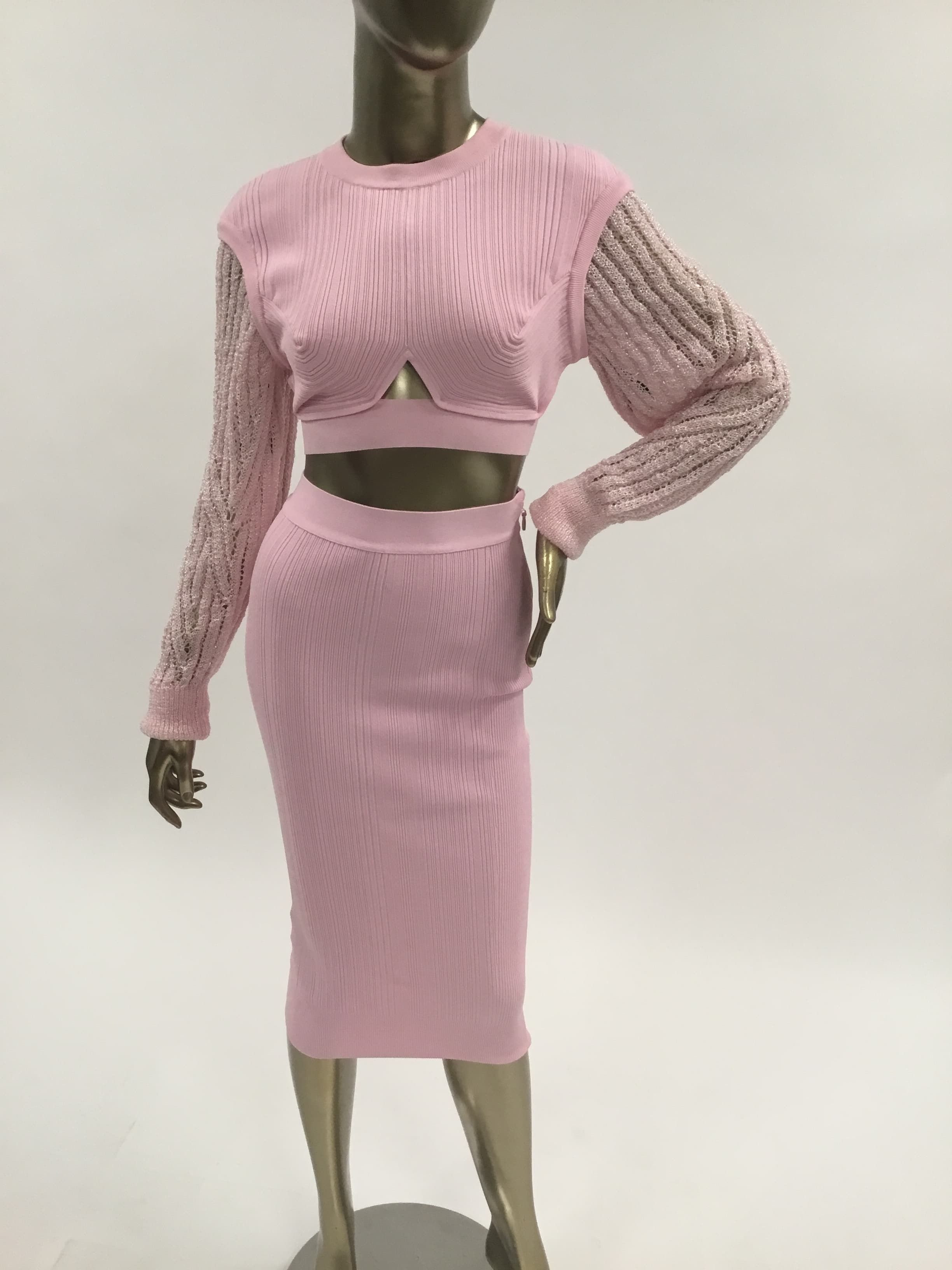 Herve Leger Pink Skirt Set