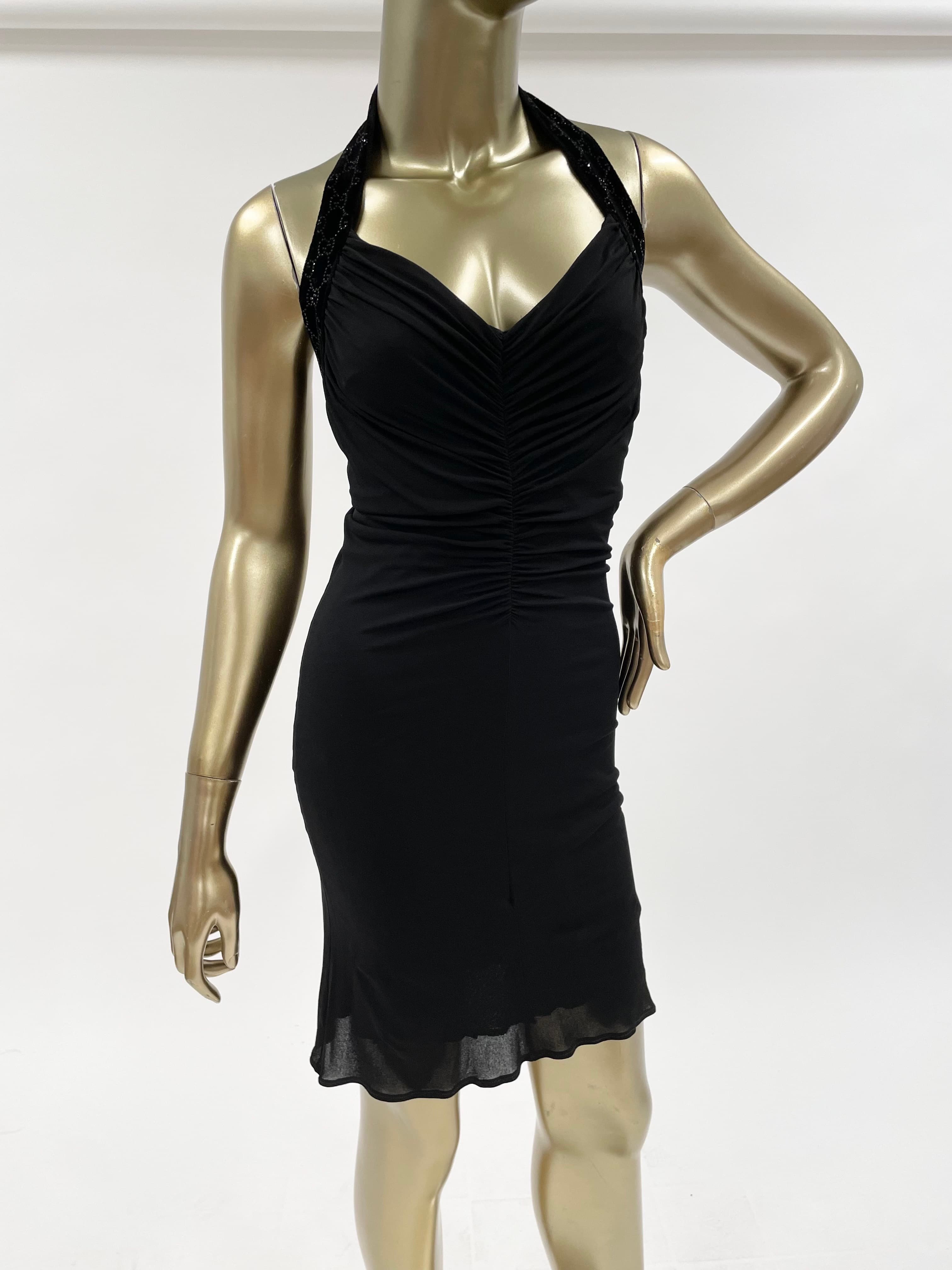 Gucci Halterneck Ruched Dress With Monogram Straps