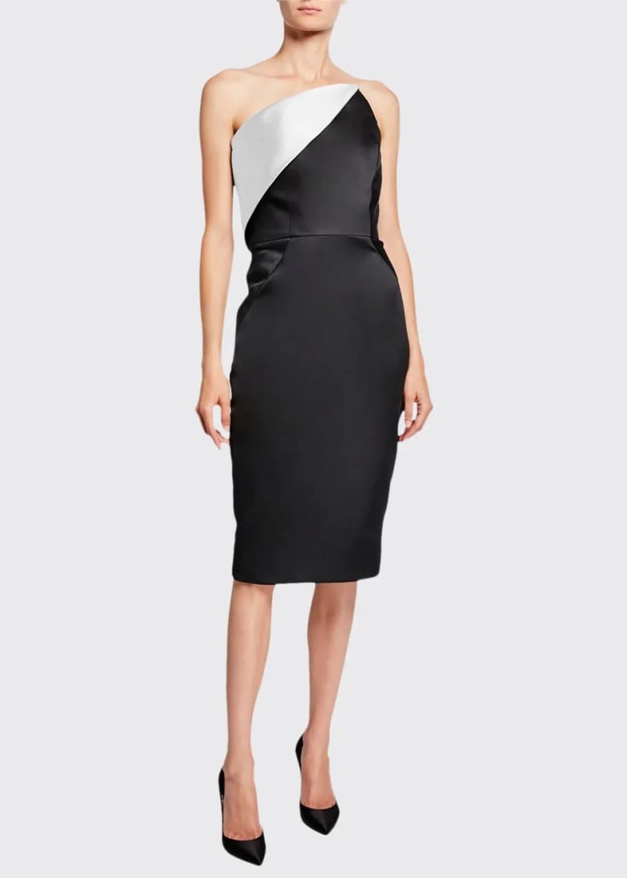 Zac Posen Satin Strapless Dress White Fold