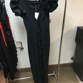 Alessandra Rich Black Gown With Ruffled Shoulders — image 1