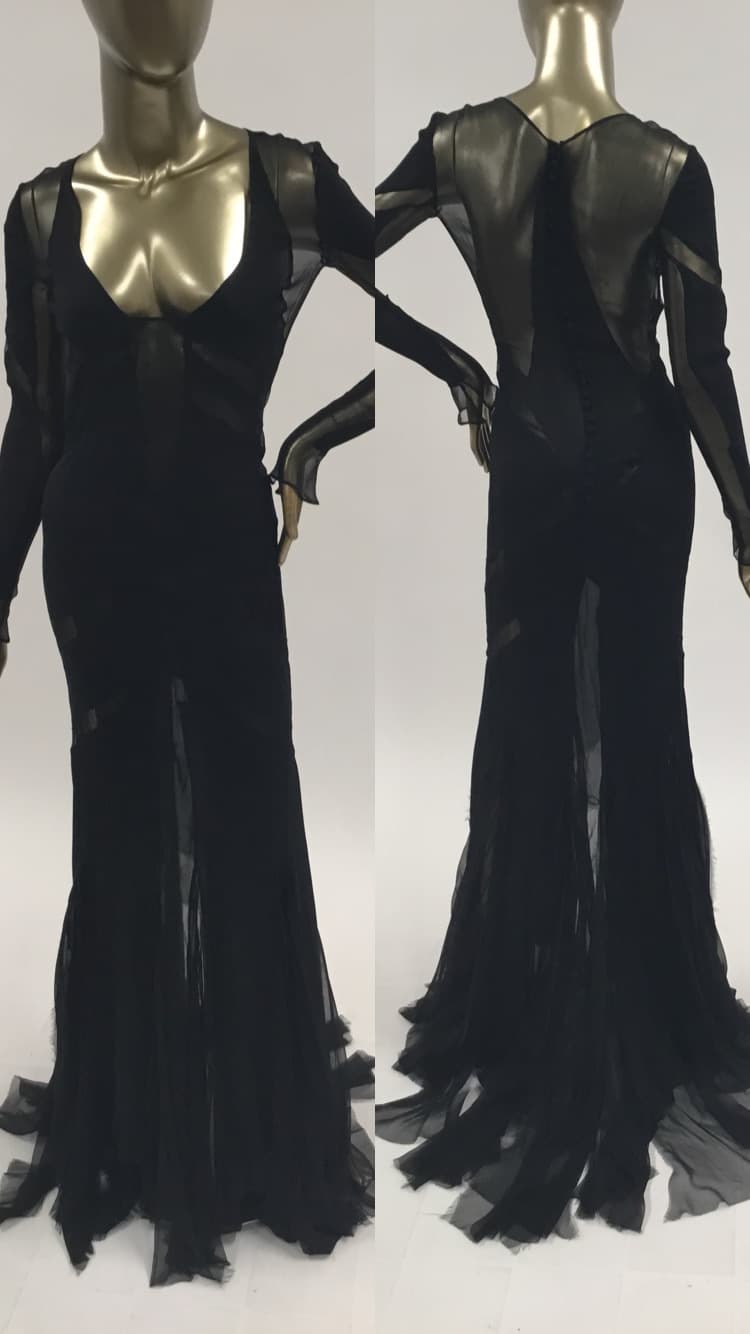 Emilio Pucci F/w 2012 Black Long Sleeve Sheer Gown