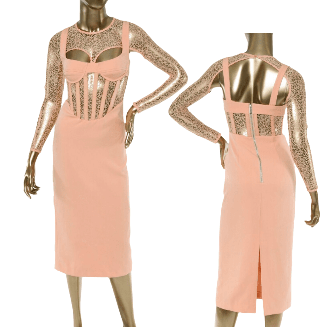 Dion Lee Sheer Sleeve And Corset Detail Dress