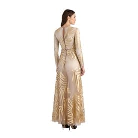 Valentino Long Sleeve Sheer Gold Leaf Print Gown — image 4