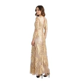 Valentino Long Sleeve Sheer Gold Leaf Print Gown — image 5
