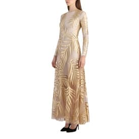 Valentino Long Sleeve Sheer Gold Leaf Print Gown — image 7