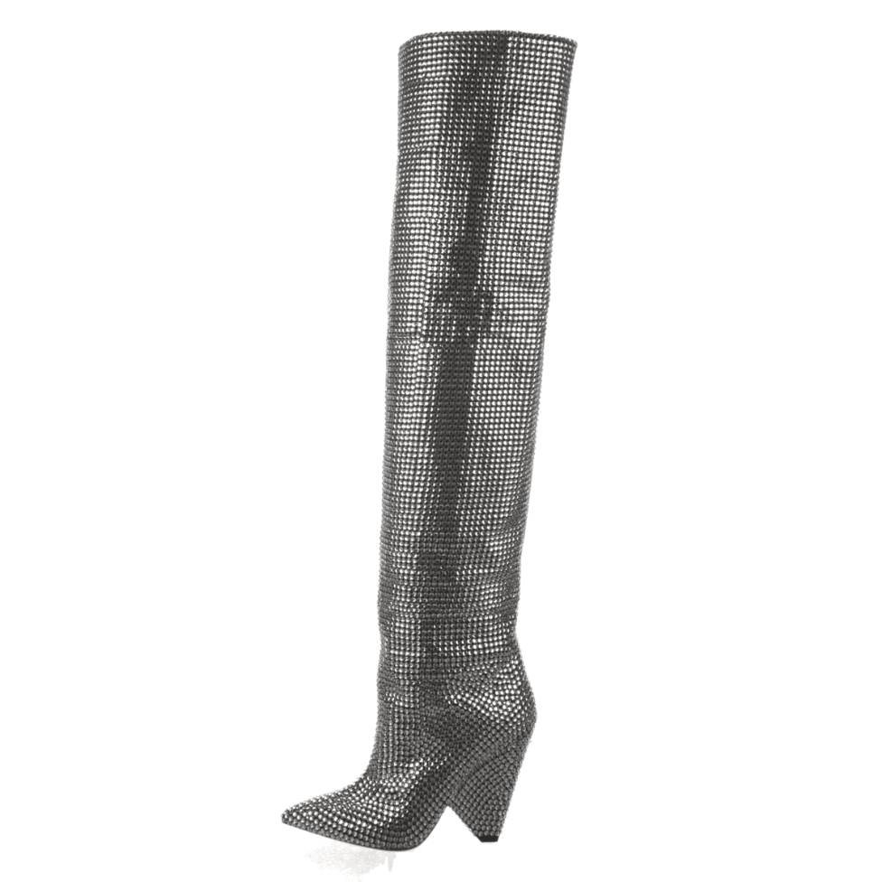 Saint Laurent Crystal Over The Knee Boots