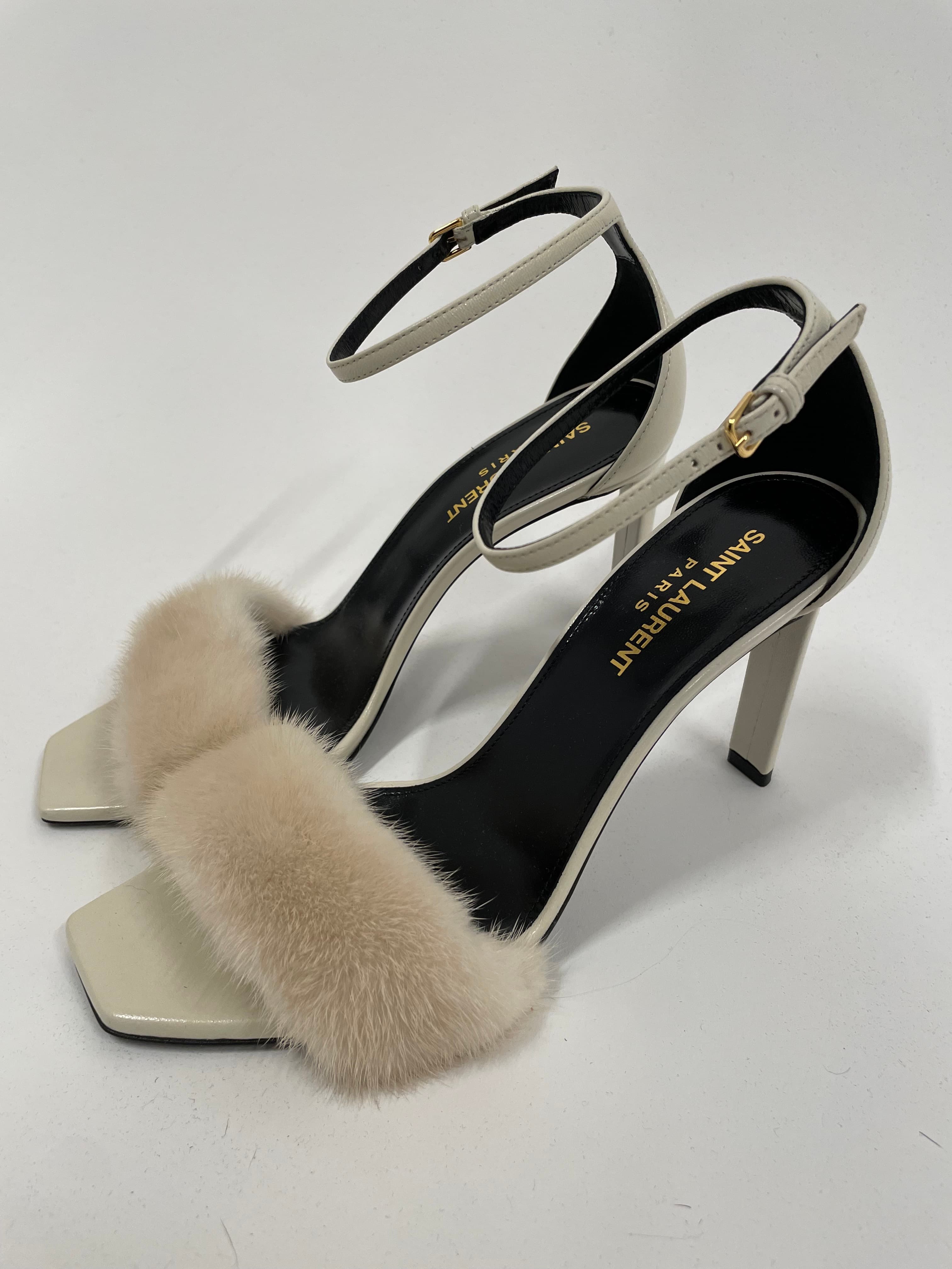 Saint Laurent Mink Strap On Heels