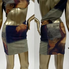 Jean Paul Gaultier Mona Lisa Printed Stretch Jersey Mini Dress — image 1