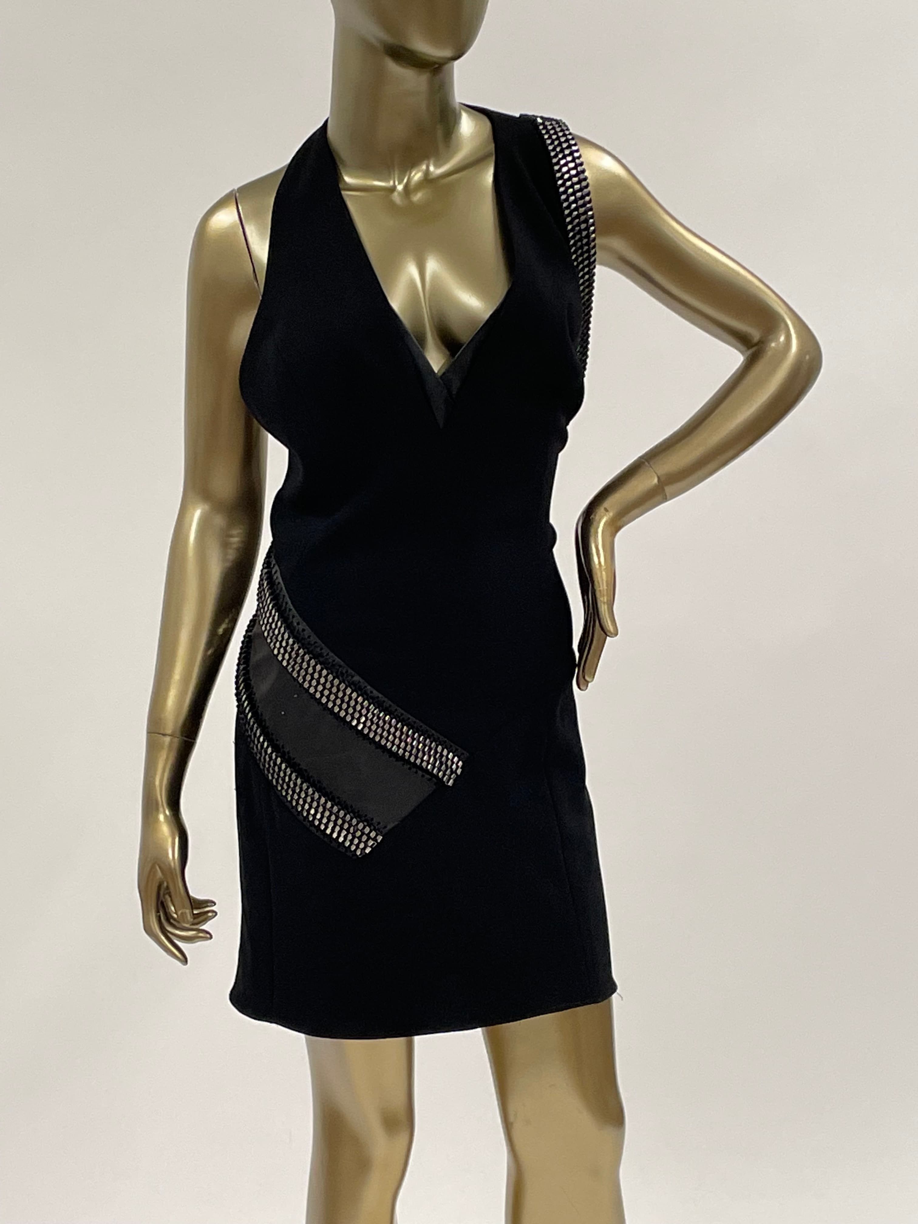 Mugler Halterneck Silver Tone Detail Dress
