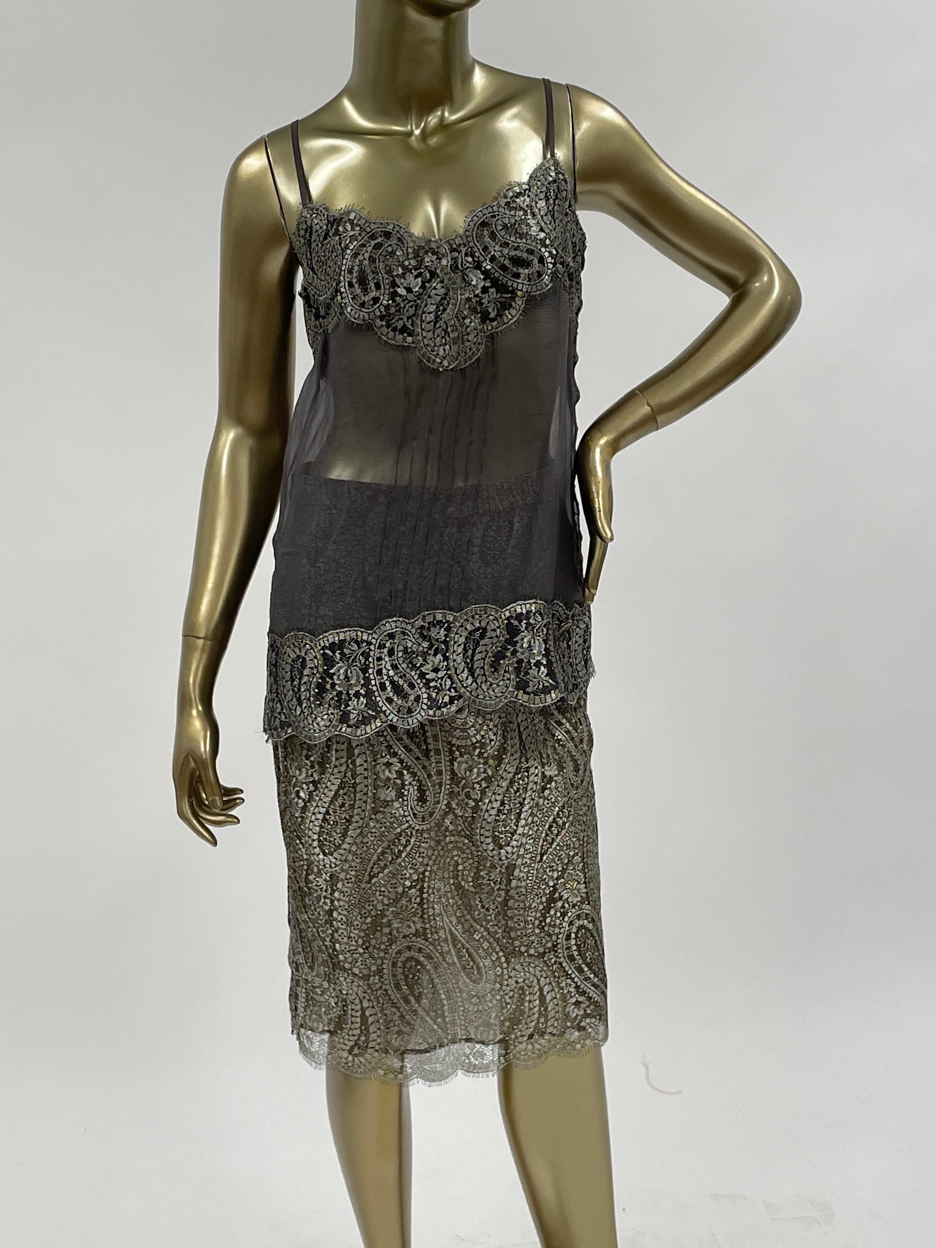 Chanel Lace Sheer Top And Skirt Set