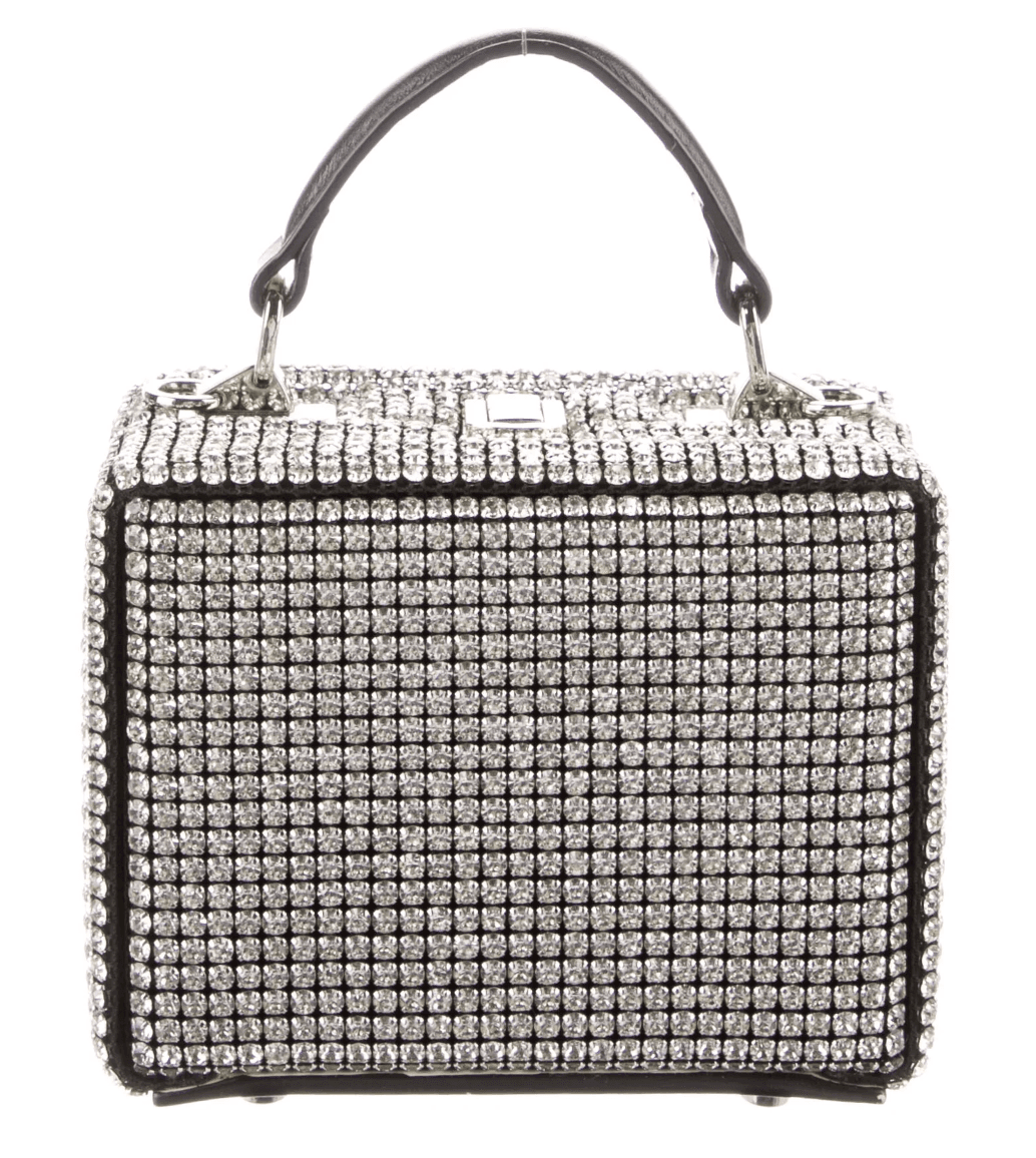 Brandon Blackwood Leather Trimmed Crystal Handle Bag