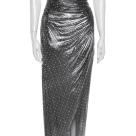 Balmain Metallic Plunge Neckline Long Dress — image 1