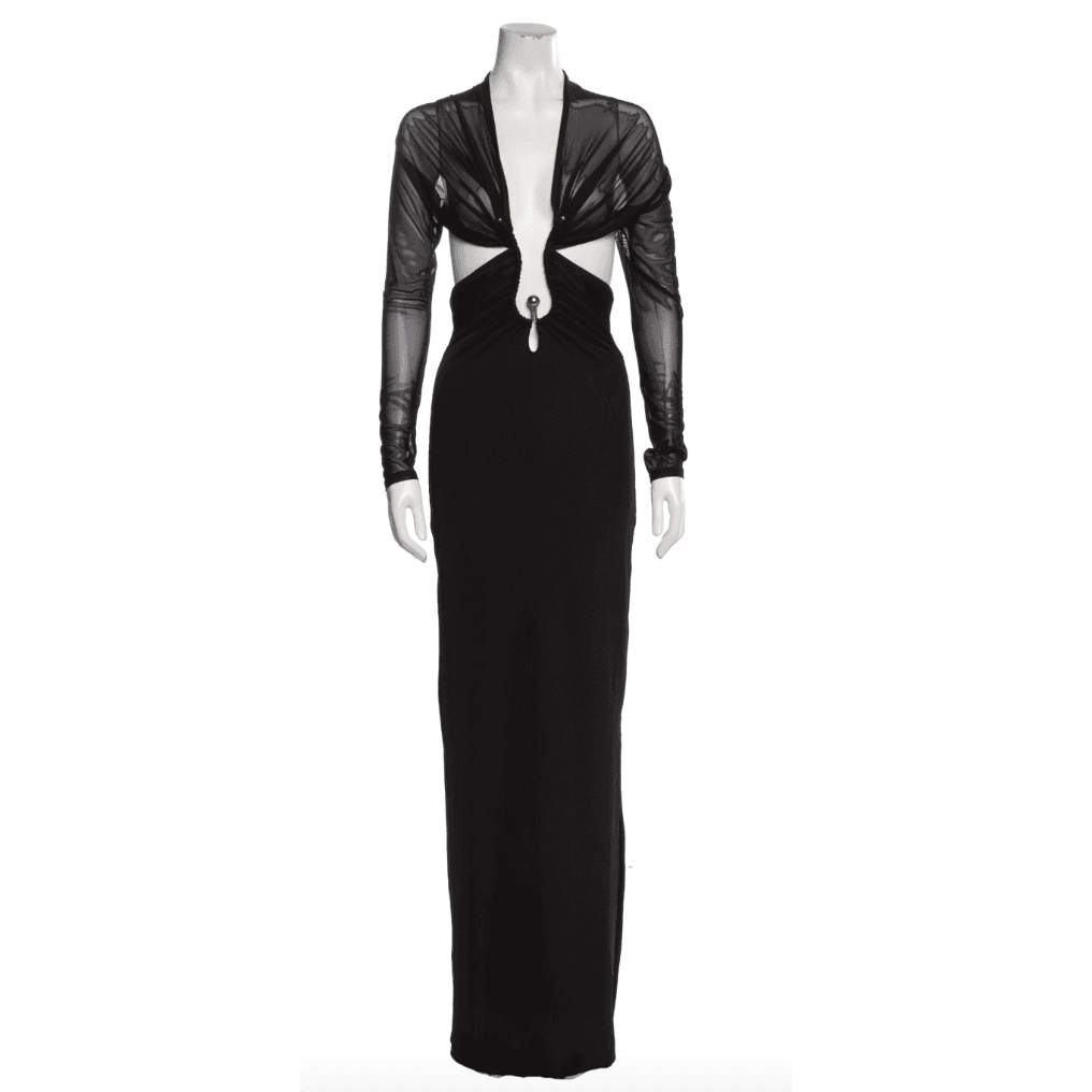 Christopher Esber Plunge Neckline Long Sleeve Gown