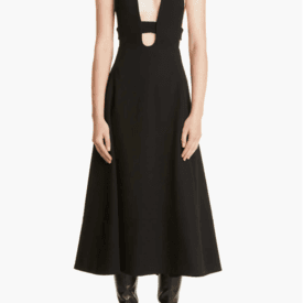 Saint Laurent Black Halter Neck Wool A-line Dress — image 1
