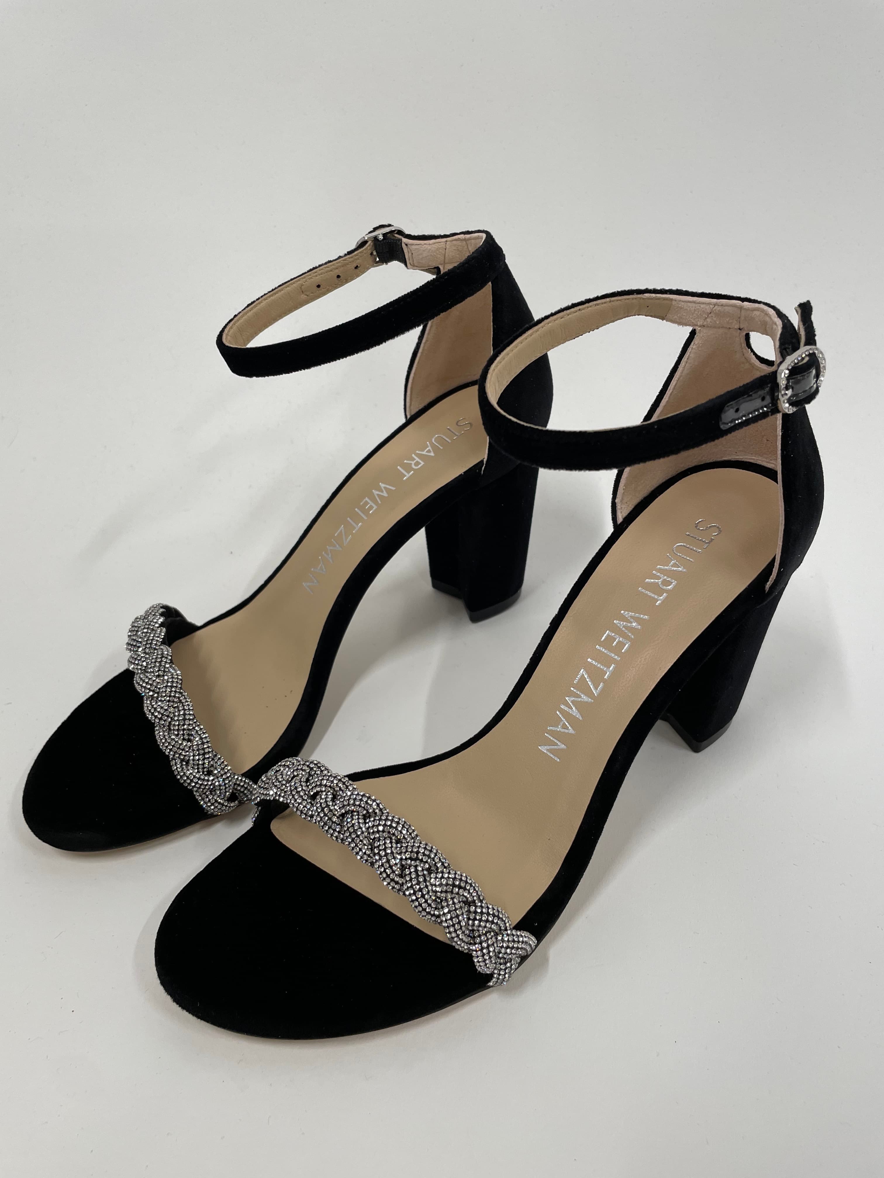 Stuart Weitzman Velvet Rhinestone Heels