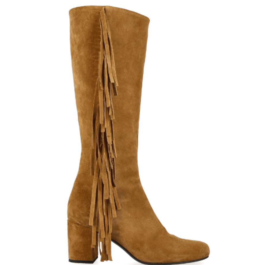 Saint Laurent Brown Suede Fringe Boots