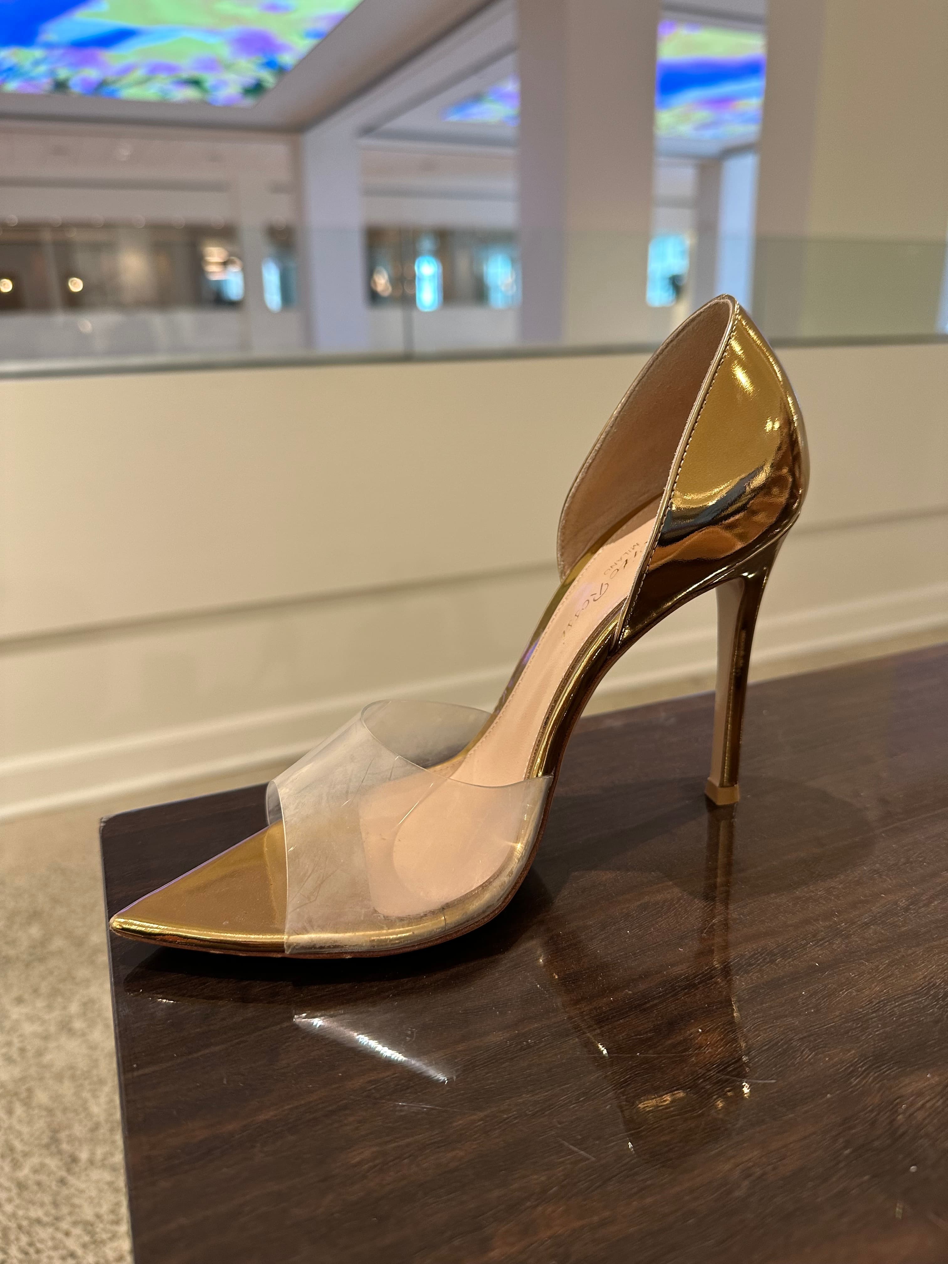 Gianvito Rossi Pvc Gold Peep Toe