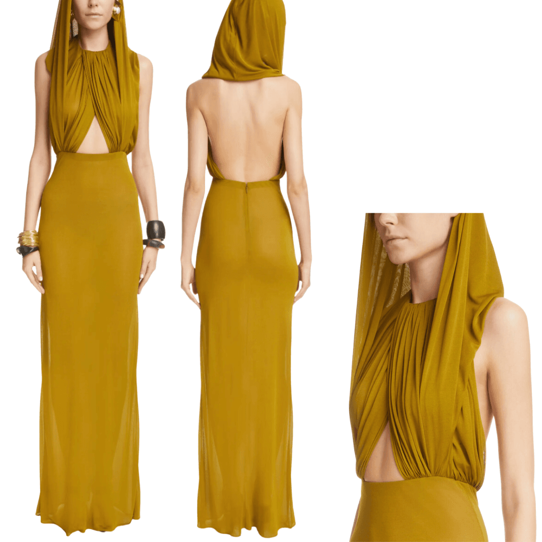 Saint Laurent Hooded Dress In Crepe Jersey