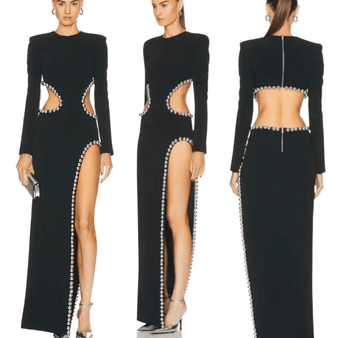 David Koma Metal Beading Open Leg Gown