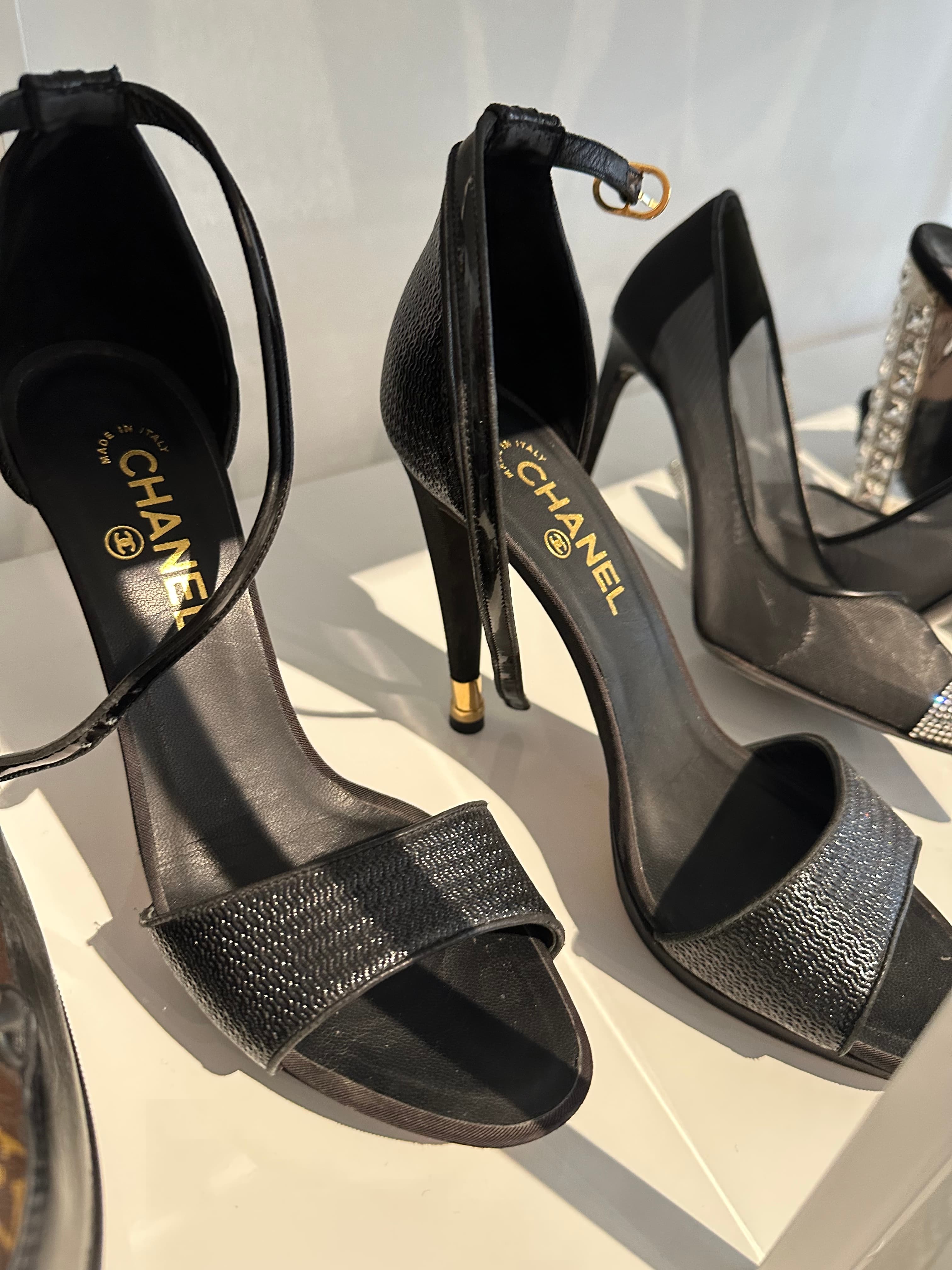 Chanel Black Platform Heels