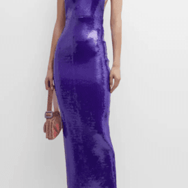 Laquan Smith Purple Sequin Halterneck Gown — image 1