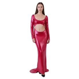 Laquan Smith Magenta Sequined Cutout Off-shoulder Gown — image 2