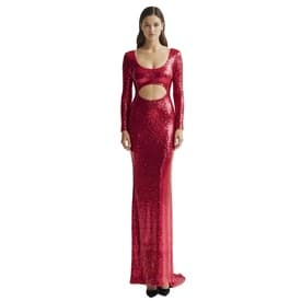 Laquan Smith Magenta Sequined Cutout Off-shoulder Gown — image 3