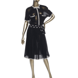 Vintage Chanel Short Sleeve Polka Dot Belt Dress — image 1