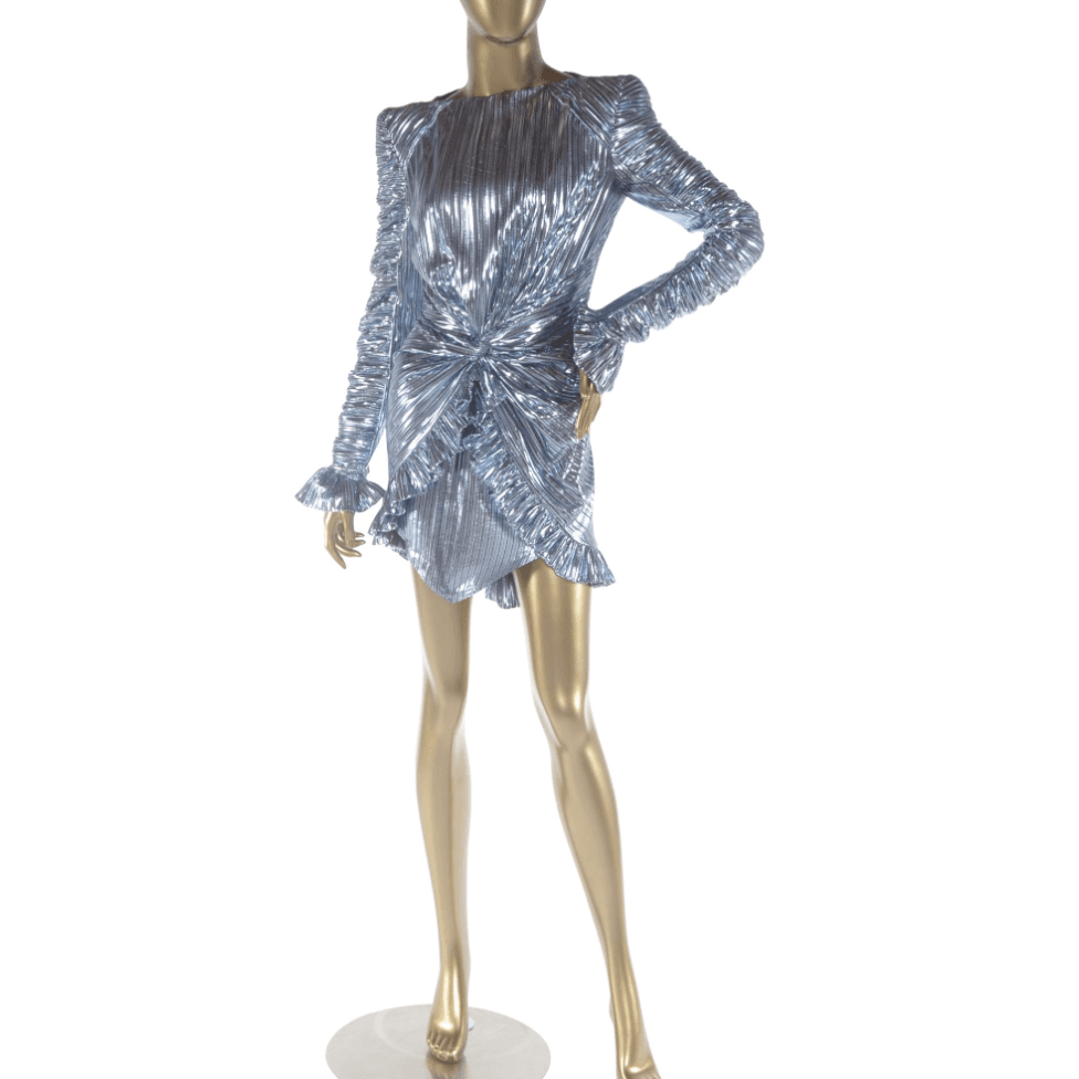 Raisa Vanessa Metallic Long Sleeve Mini Dress