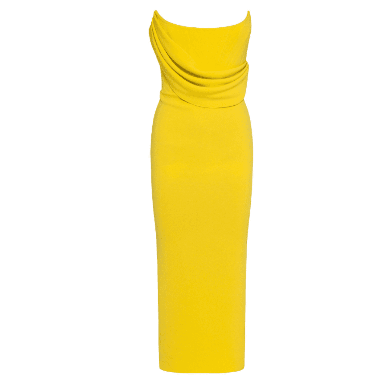 Alex Perry Strapless Draped Corset Bust Midi Dress