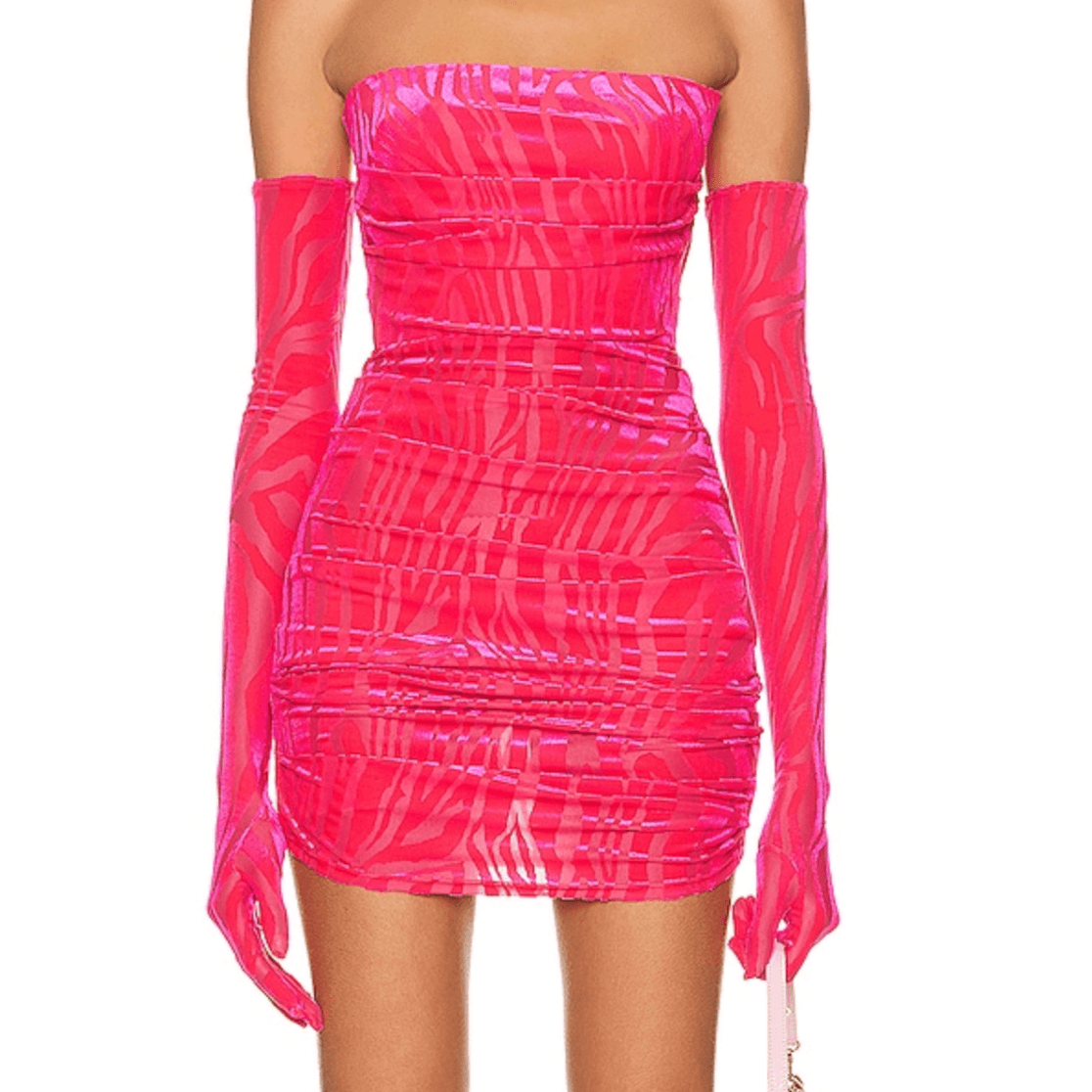 Alex Perry Pink Strapless Dress With Gloves