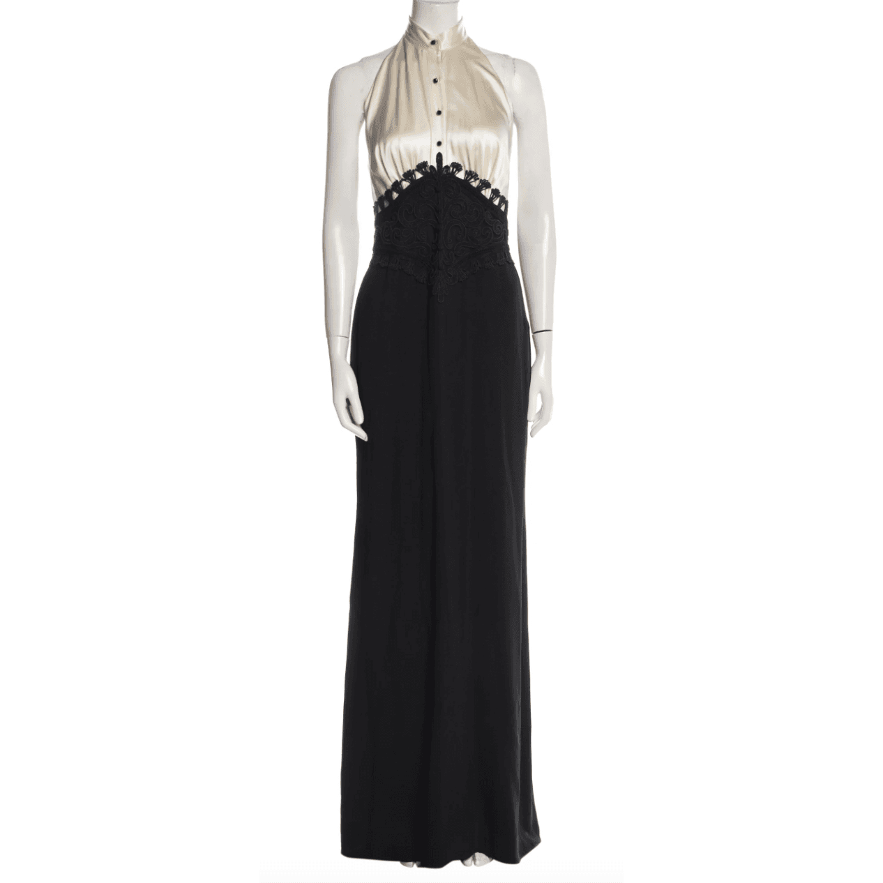 Ralph Lauren Silk Button Down With Embroidered Guipure Lace Waist Gown
