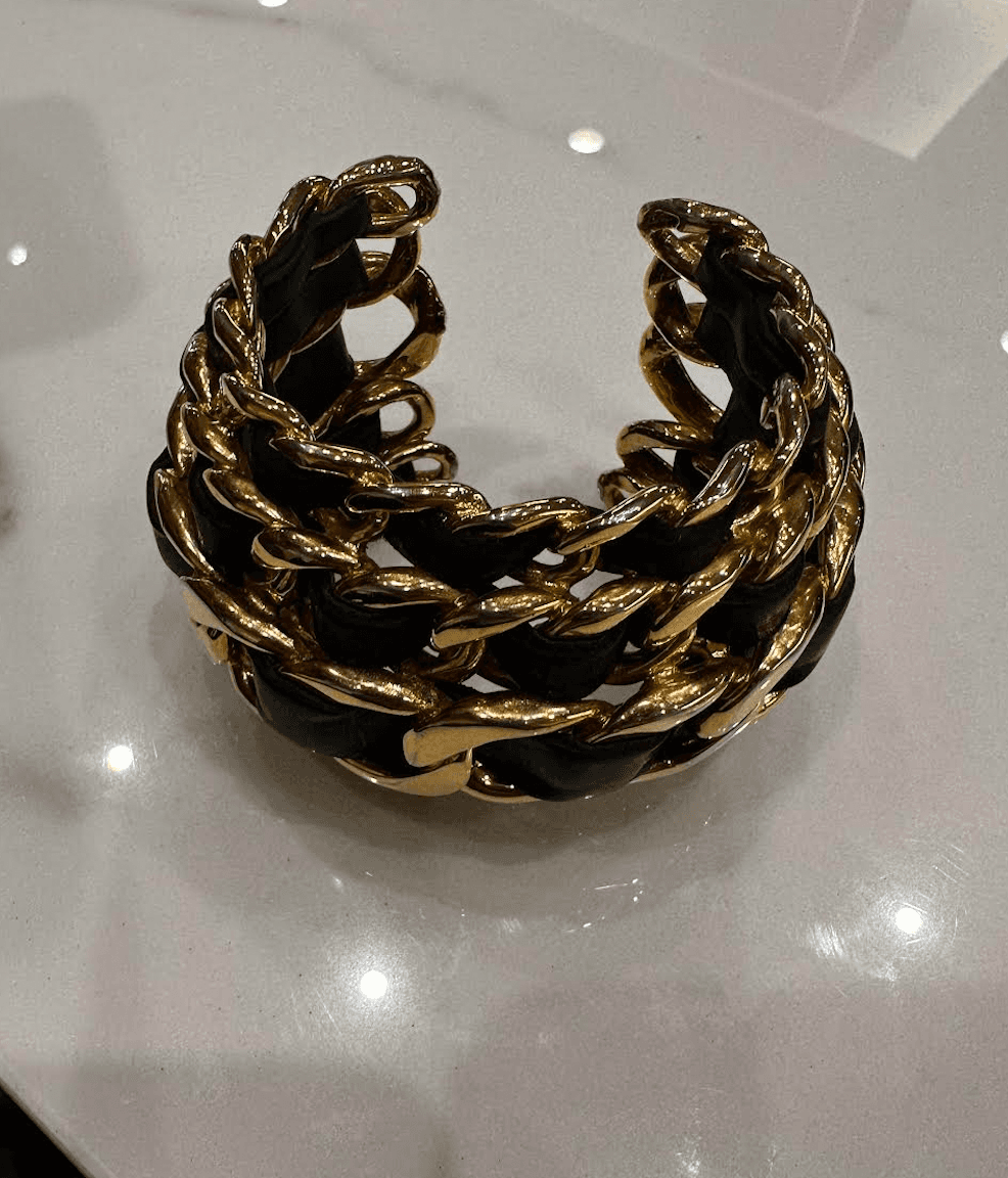 Chanel Gold And Black Chain Cuff