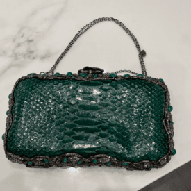 Clara Kasavina Green Python Clutch — image 1